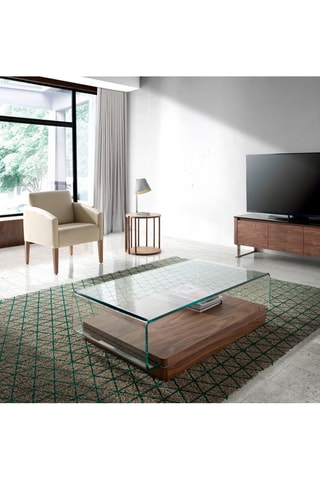 Table basse - Transparent et imitation noyer