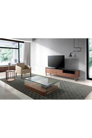 Table basse - Transparent et imitation noyer