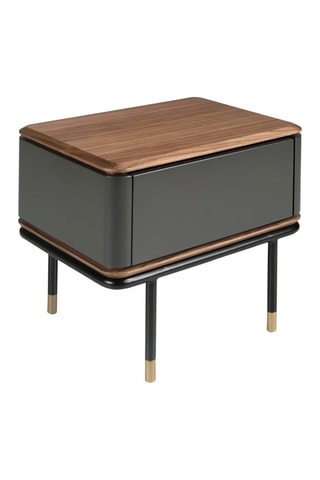 Table de chevet 1 tiroir - Imitation noyer et ardoise