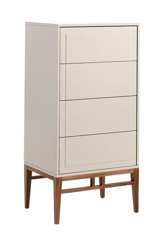 Chiffonnier 4 tiroirs - Gris et imitation noyer