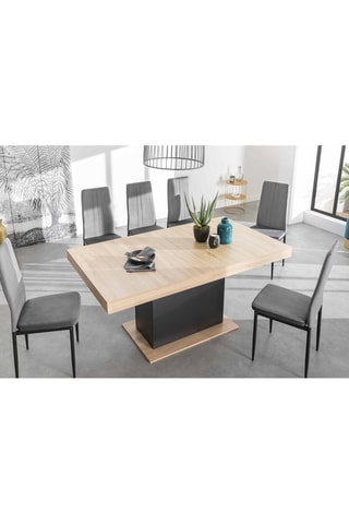 Table à manger extensible Tania - Imitation bois et noir