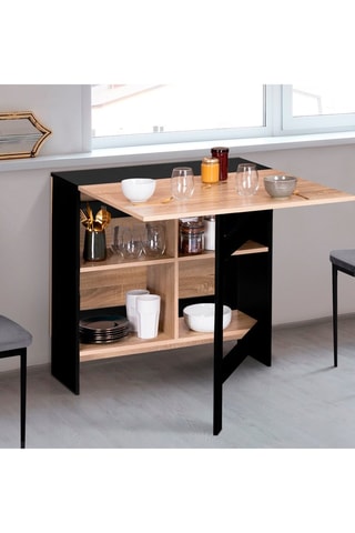 Table console pliable Edi - Imitation bois et noir