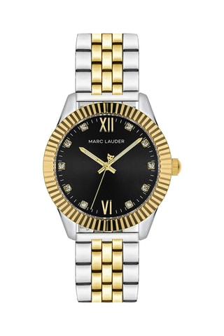 Montre à quartz en acier et zircons Edinburgh - Argenté et noir