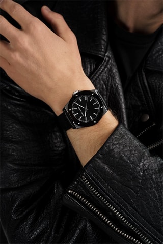 Montre à quartz en cuir Cologne - Noir et argenté