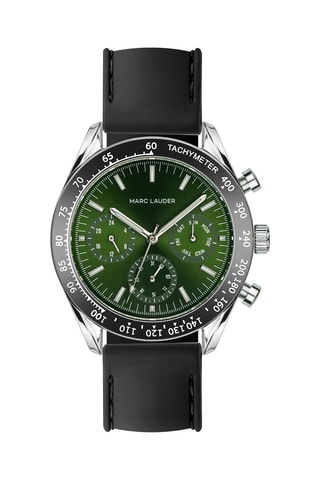 Montre à quartz en silicone Lisbon - Tachymètre - Noir et vert