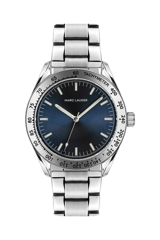 Montre à quartz en acier Helsinki - Tachymètre - Argenté et bleu