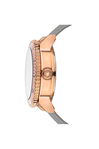 Montre à quartz en cuir Rome - Gris et doré rose