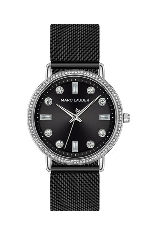 Montre à quartz en acier Lisbon - Noir et argenté