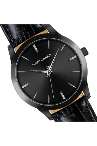 Montre à quartz en cuir Perth - Noir