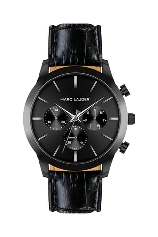 Montre à quartz en cuir London - Chronographe - Noir