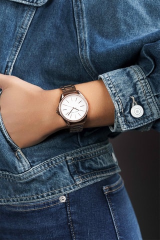 Montre à quartz en acier Malaga - Doré rose et blanc