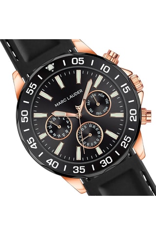 Montre à quartz en cuir Milan - Noir et doré rose