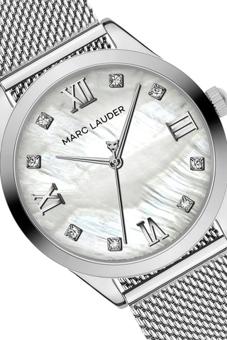 Montre à quartz en acier et zircons Geneva - Argenté