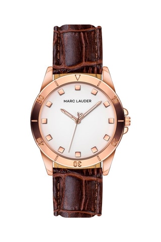 Montre à quartz en cuir Verona Marron et doré rose