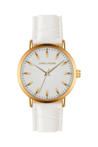 Montre à quartz en cuir Florence - Blanc et doré