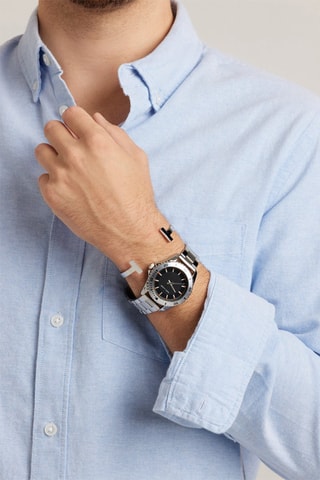 Montre à quartz en acier Istanbul - Argenté et noir