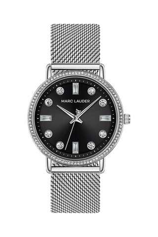 Montre à quartz en acier Lisbon - Argenté et noir