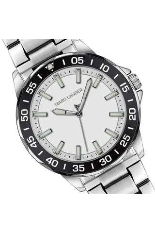 Montre à quartz en acier Munich - Argenté et blanc