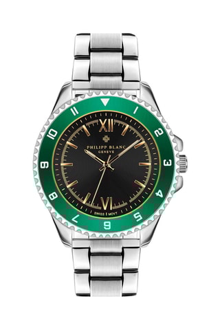 Montre à quartz en acier - Argenté et vert