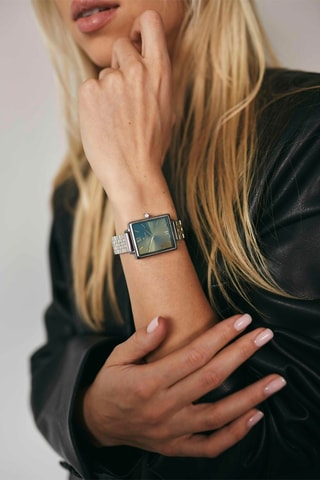 Montre à quartz en acier - Argenté et vert