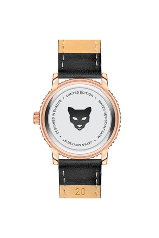 Montre à quartz en cuir Rome - Noir et doré rose