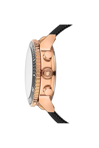 Montre à quartz en acier Granada - Fonction GMT - Noir et doré rose