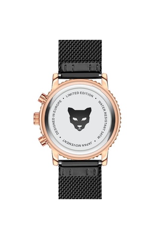 Montre à quartz en acier Granada - Fonction GMT - Noir et doré rose