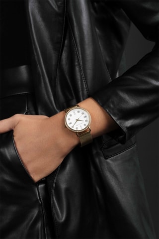 Montre à quartz en acier Paris - Doré et blanc