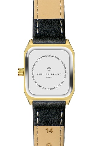 Montre à quartz en cuir, plaqué ion argent et diamant Olympe