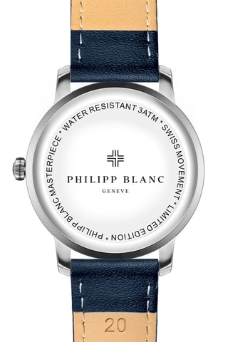 Montre à quartz en cuir - Bleu foncé et argenté