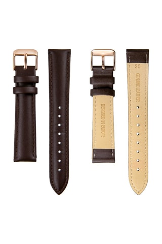 Montre à quartz en cuir - Marron et doré rose