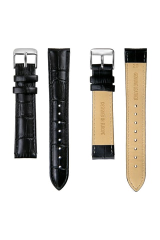 Montre à quartz en cuir - Noir et argenté