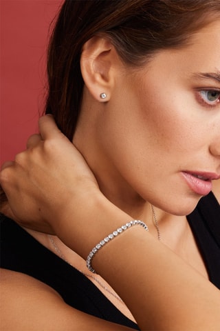 Coffret montre à quartz en acier et zircons et bracelet Ankara