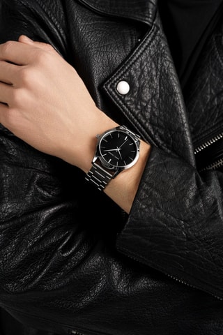 Coffret montre à quartz en acier et bracelet