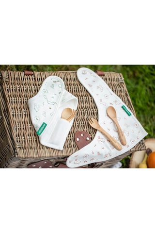 Ensemble bavoir et couverts en bambou EcoFriendly - Rouge - Dès 6 mois