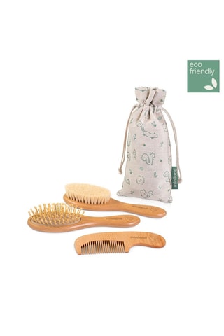 Coffret soin cheveux pour bébé en bois et coton biologique - 3 produits - Dès la naissance