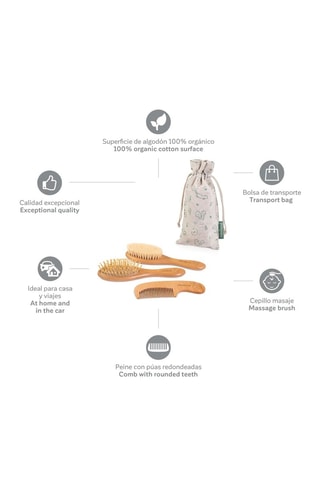 Coffret soin cheveux pour bébé en bois et coton biologique - 3 produits - Dès la naissance