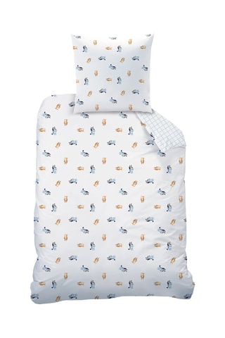 Parure de couette Bandit et Chili Bluey - Blanc et ciel