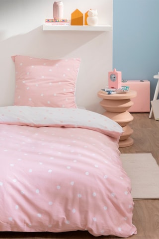 Parure de couette Pink Spots en coton 115 fils/cm² - Blanc et rose
