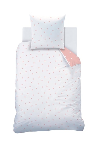 Parure de couette Pink Spots en coton 115 fils/cm² - Blanc et rose