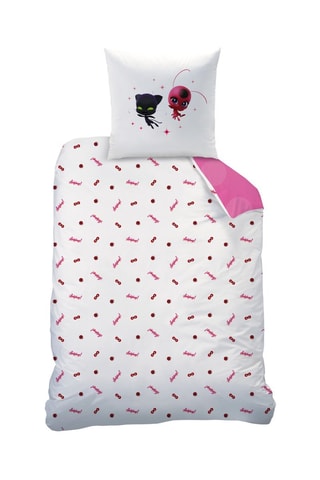 Parure de couette en coton Miraculous Ladybug - Fuchsia et blanc