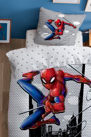 Parure de couette en coton Spider-Man Avengers Marvel - Gris et blanc