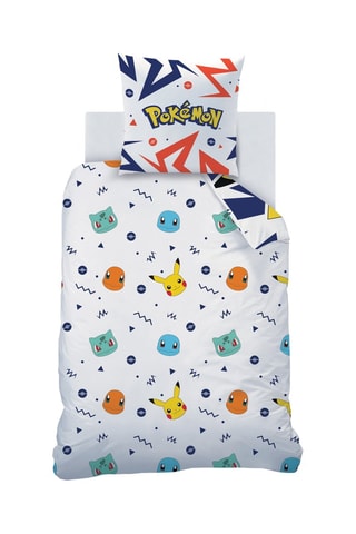 Parure de couette en coton Pikachu et Salamèche Pokémon - Blanc