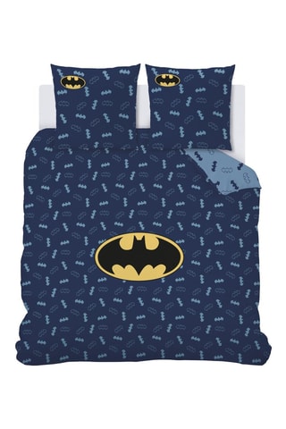 Parure de couette en coton Batman La Ligue des Justiciers DC Comics - Bleu marine