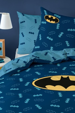 Parure de couette en coton Batman La Ligue des Justiciers DC Comics - Bleu marine