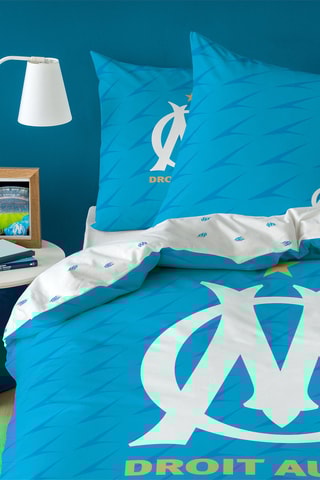 Parure de couette OM - Bleu et blanc