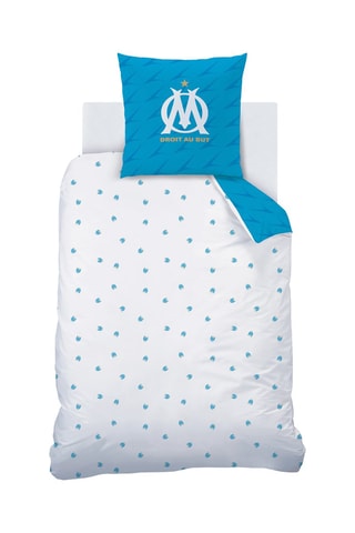 Parure de couette OM - Bleu et blanc