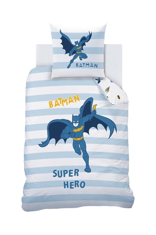Parure de couette Batman La Ligue des Justiciers DC Comics - Blanc et bleu