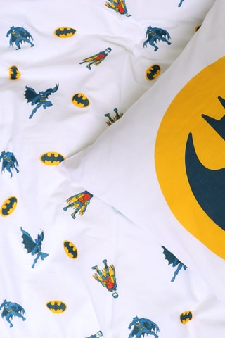 Parure de couette Batman La Ligue des Justiciers DC Comics - Blanc et bleu