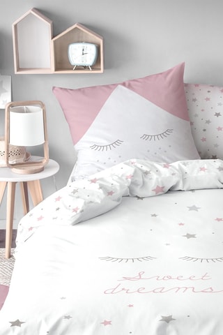 Parure de couette enfant - Blanc et rose - 140 x 200 cm